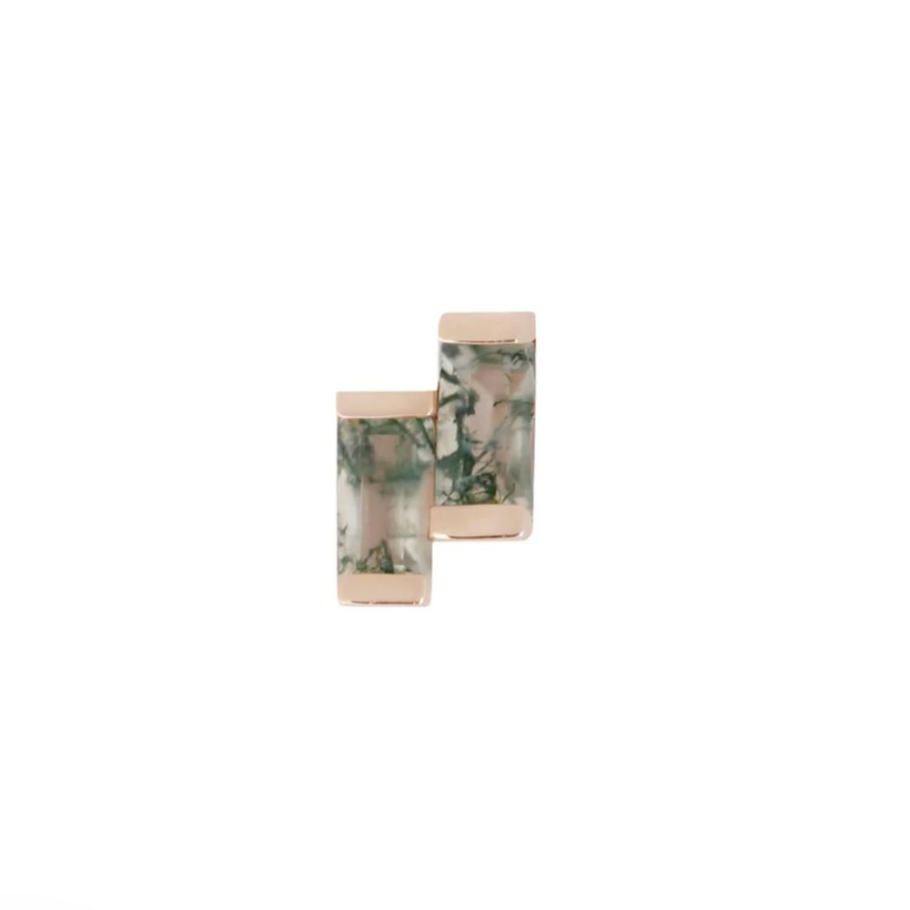 Buddha Organics Jewelry Fervor Threadless End, Moss Agate & 14k Rose Gold